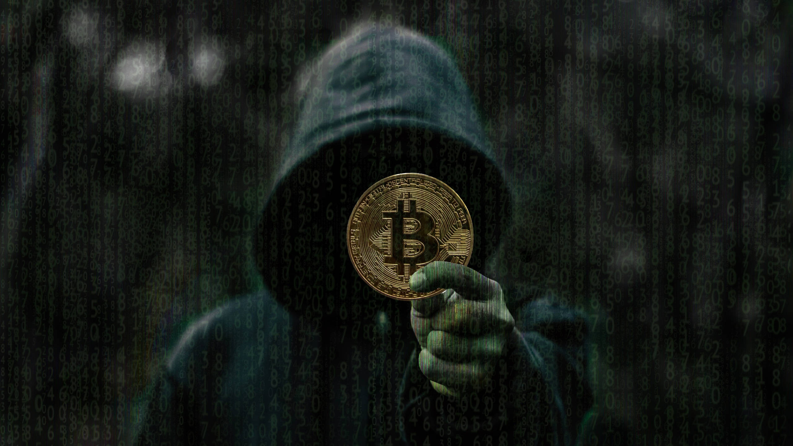 Ανώνυμος Άνδρας με Φόντο Bitcoin Crypto Ταπετσαρία
