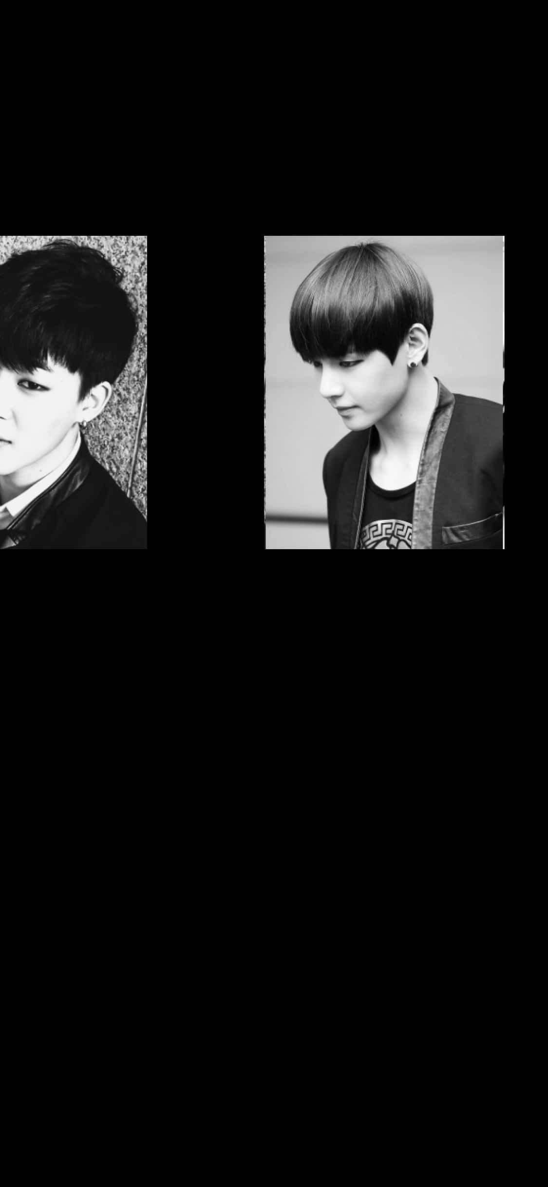 Black and White Side Profile of B T S Members Ταπετσαρία