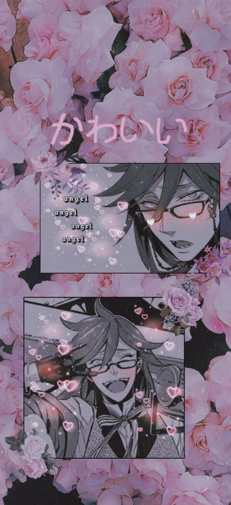 Black Butler Ροζ Αισθητική Λουλουδάτη Grell Ταπετσαρία