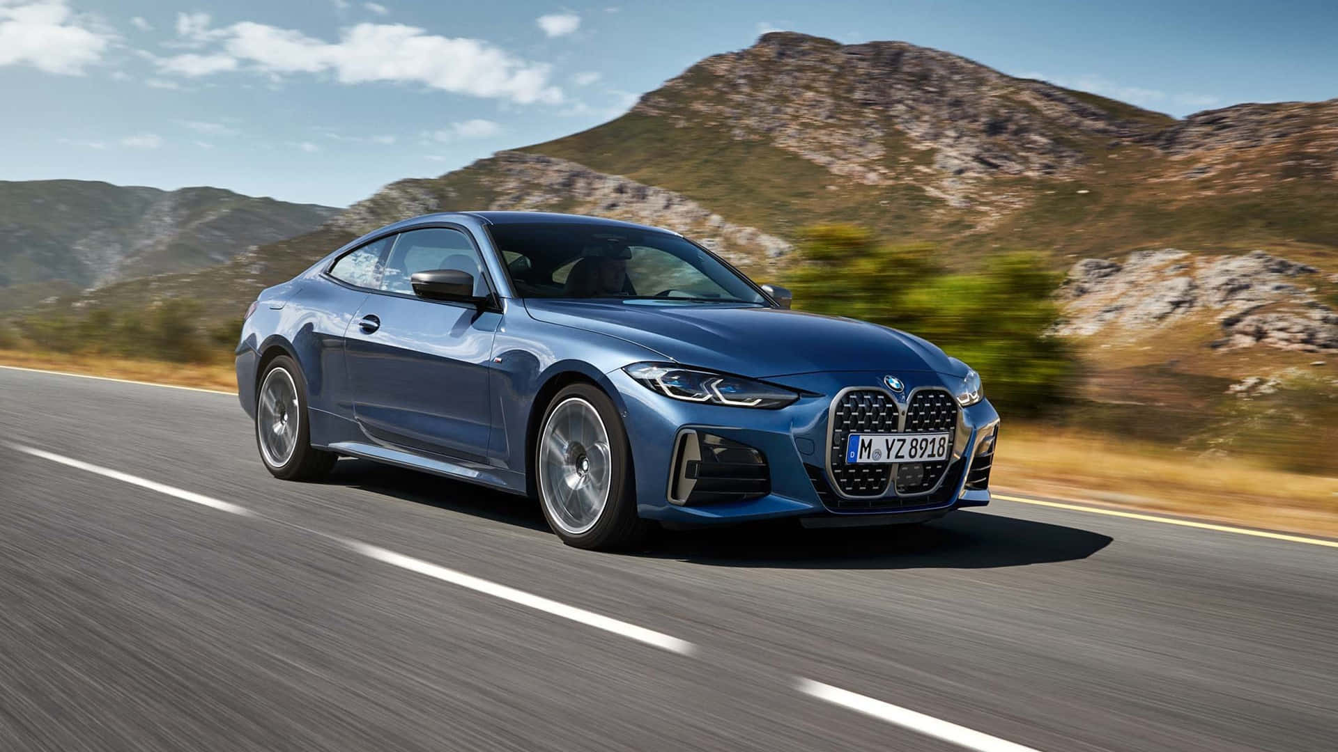 Μπλε BMW M4 2021 1920x1080 Φόντο Σειράς M Ταπετσαρία