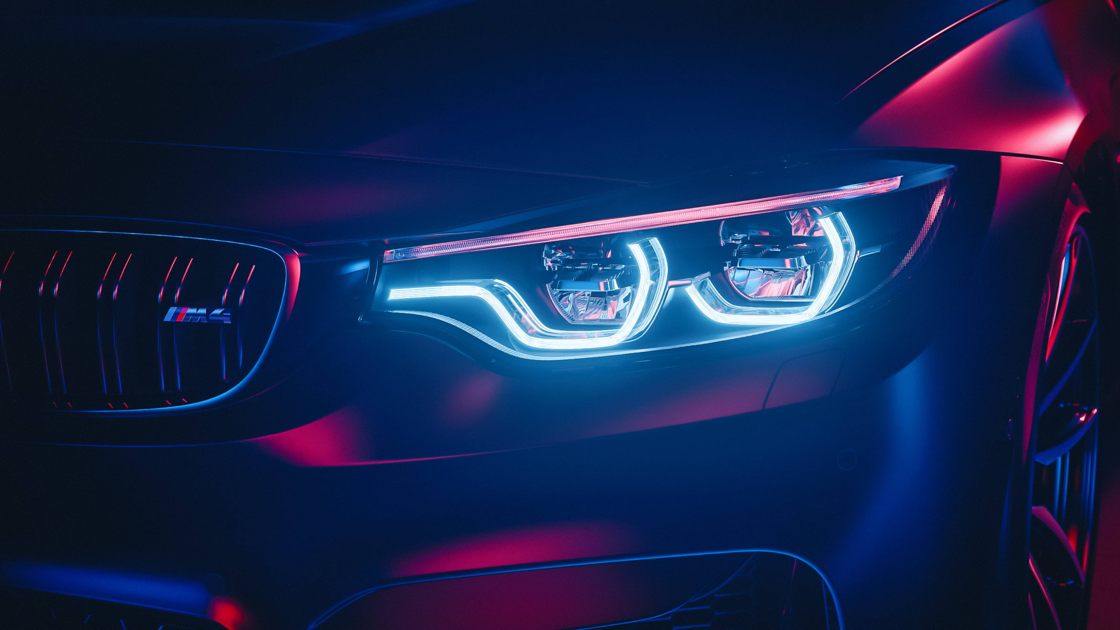 BMW M4 Φωτεινοί Προβολείς Κοντινό Πλάνο Ταπετσαρία
