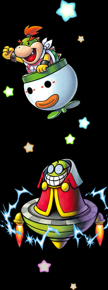 Bowser Jr. σε Koopa Clown Car και Ιπτάμενο UFO Ταπετσαρία