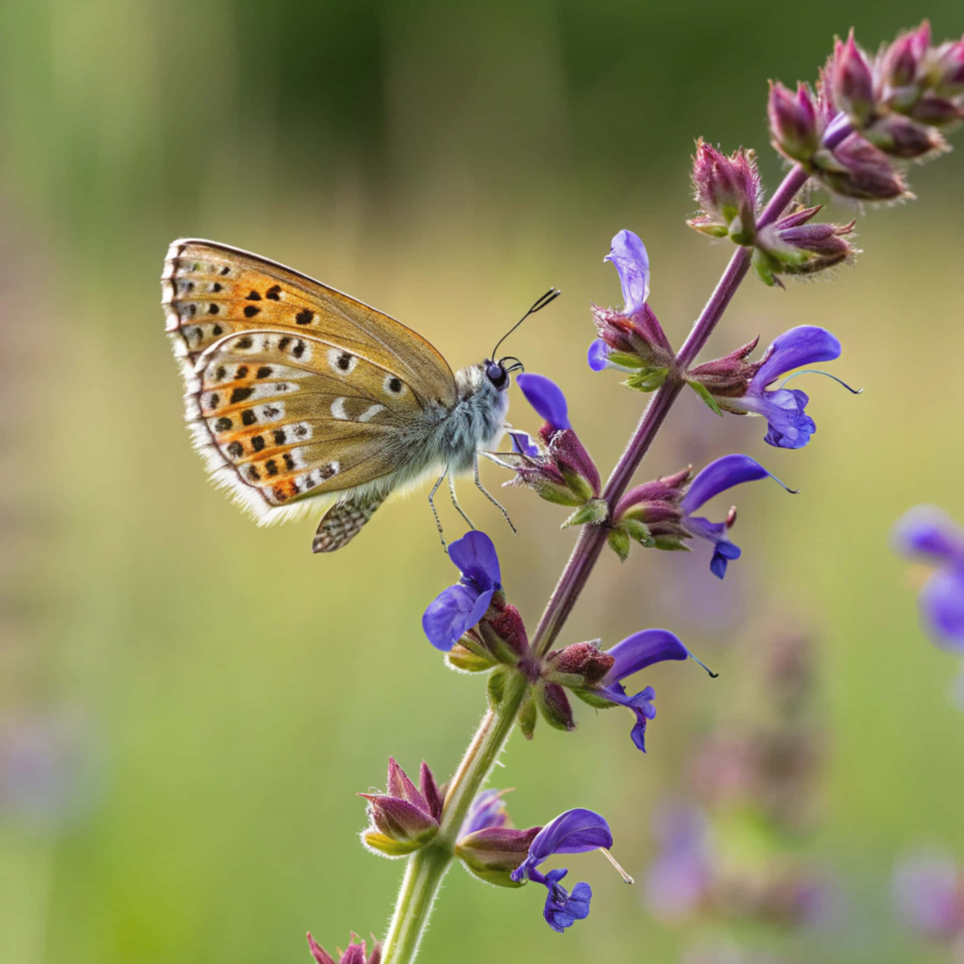 Μαγευτικό κοντινό πλάνο μιας πεταλούδας Brown Argus που πετά Ταπετσαρία