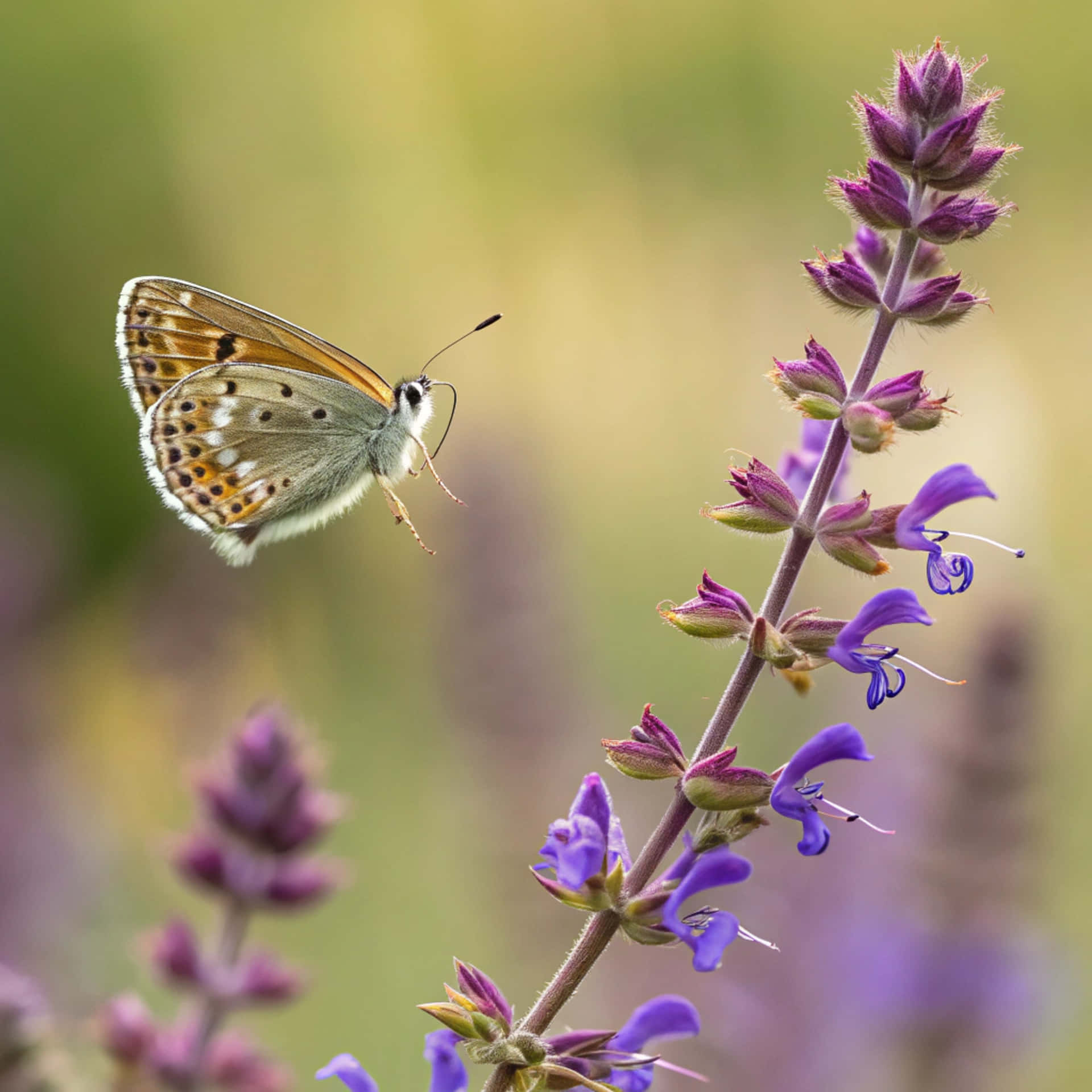 Μαγευτικό κοντινό πλάνο μιας πεταλούδας Brown Argus που πετά Ταπετσαρία