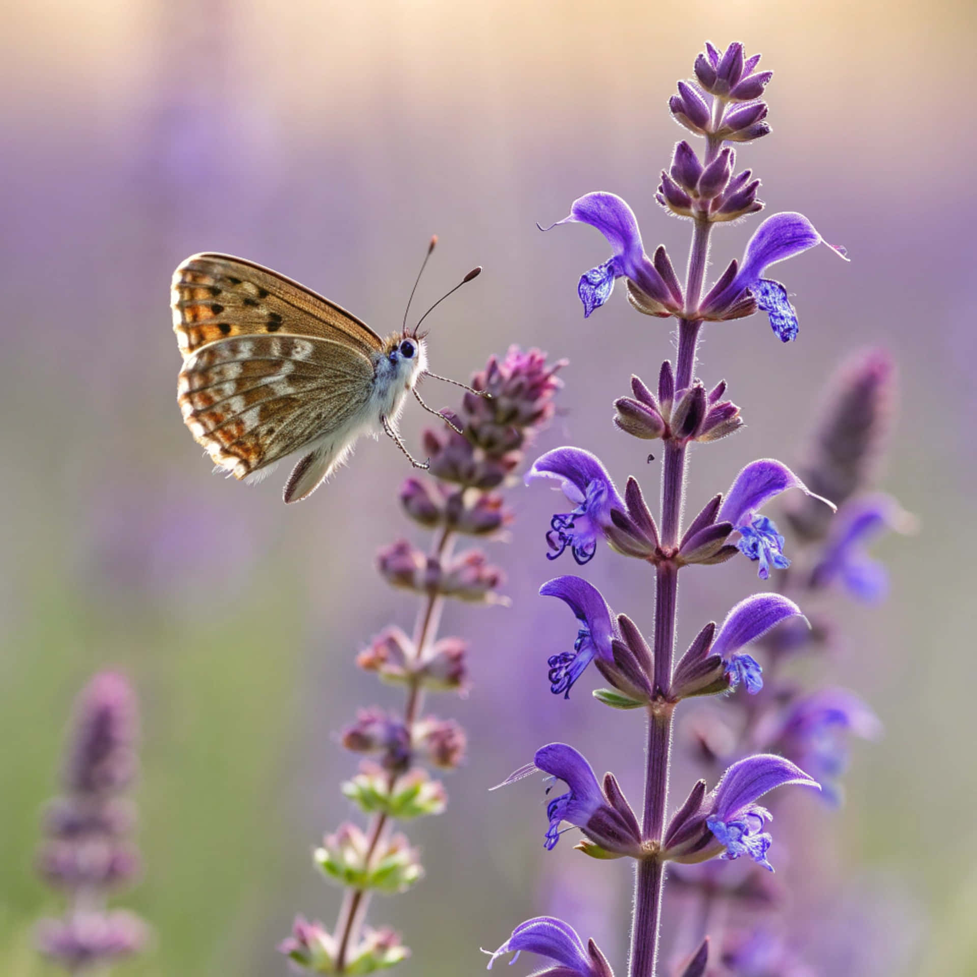 Μαγευτικό κοντινό πλάνο μιας πεταλούδας Brown Argus που πετά Ταπετσαρία