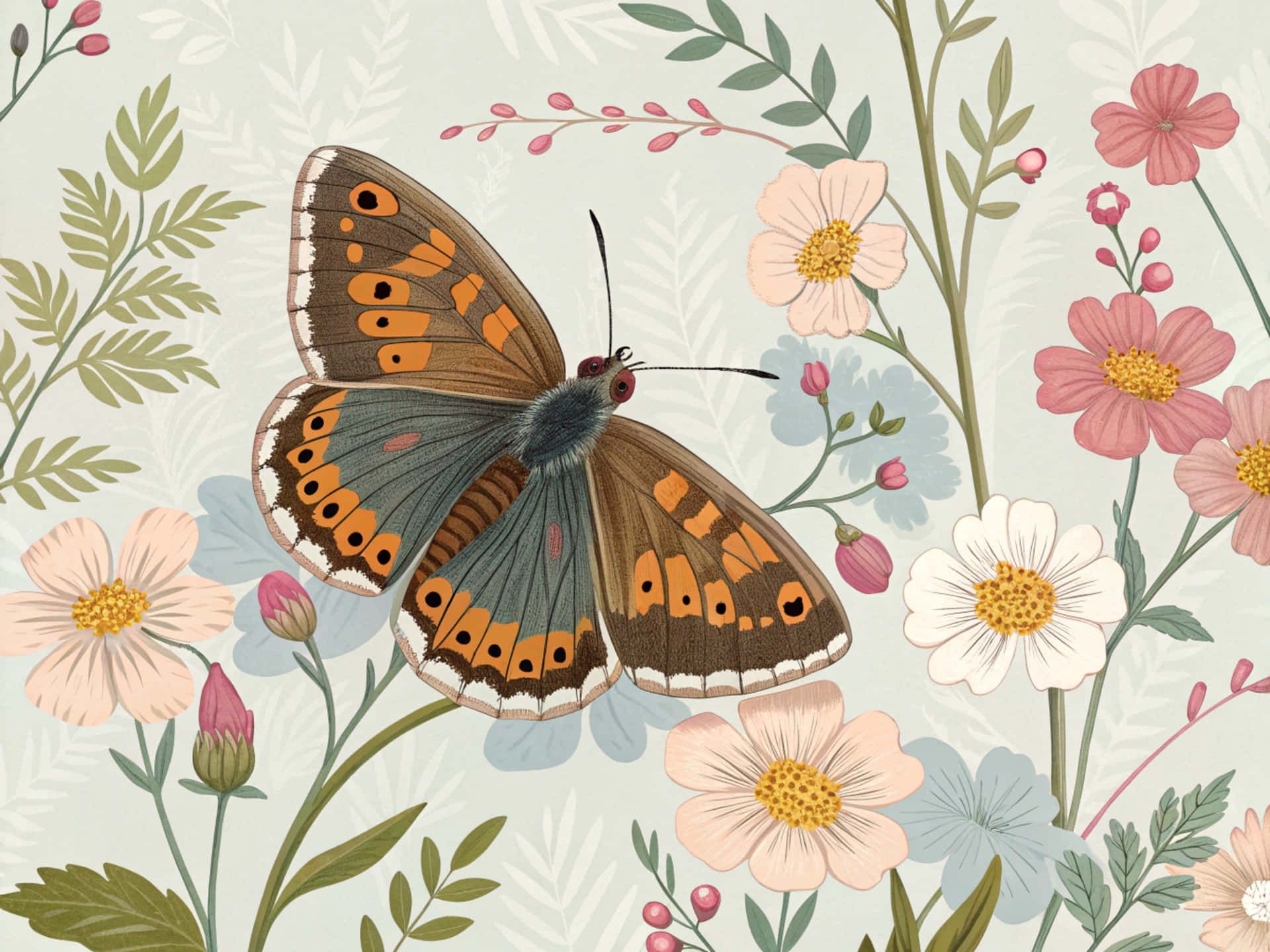 Μαγευτικό κοντινό πλάνο μιας πεταλούδας Brown Argus σε πτήση Ταπετσαρία
