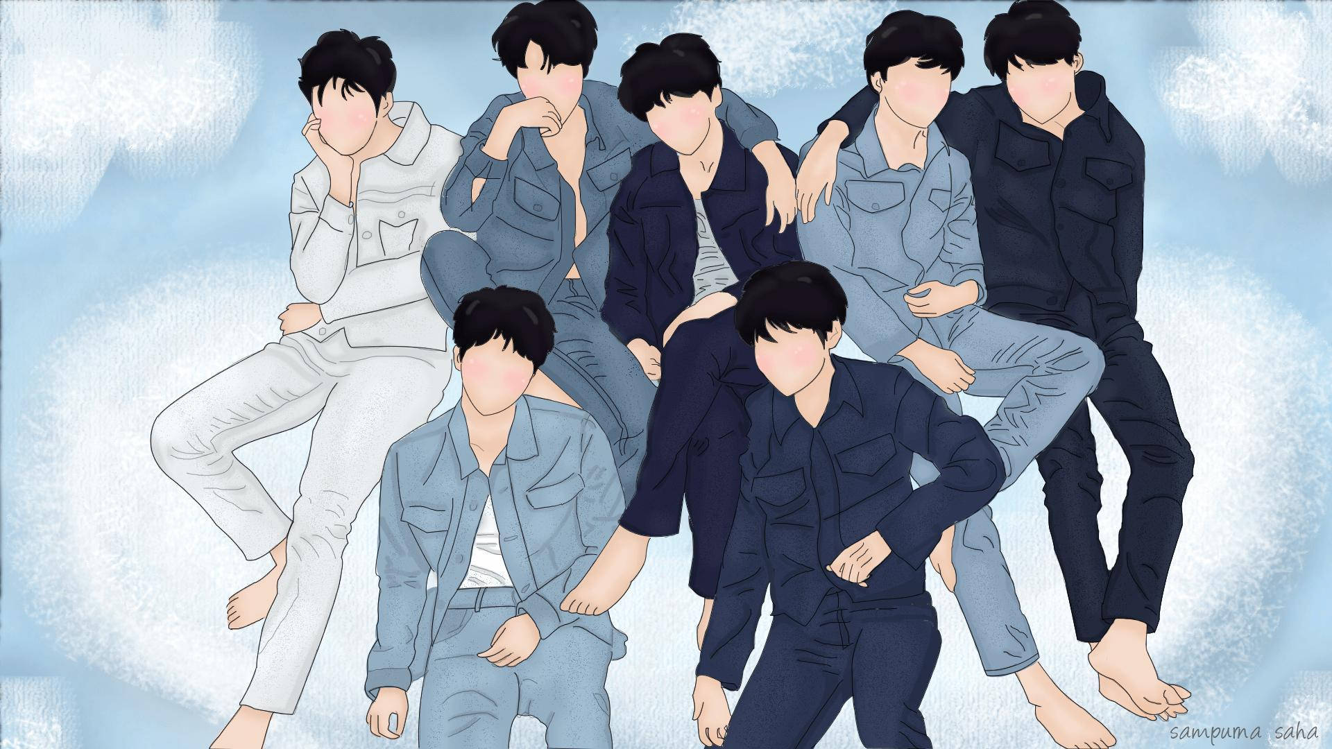 BTS 2020 Κινούμενη Τέχνη Ταπετσαρία