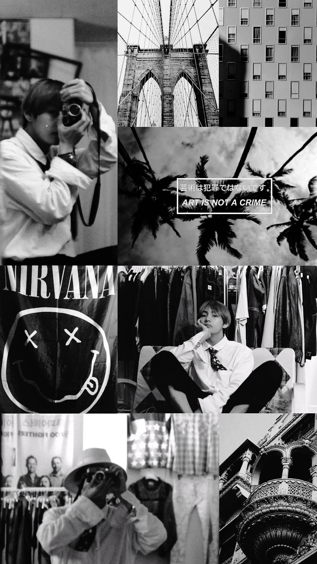 BTS Αισθητική BNW Kim Taehyung Ταπετσαρία