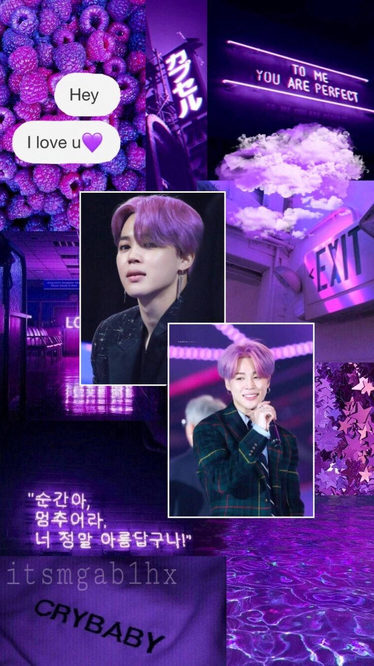 BTS Αισθητική Τέχνη Jimin Μωβ Fanart Ταπετσαρία