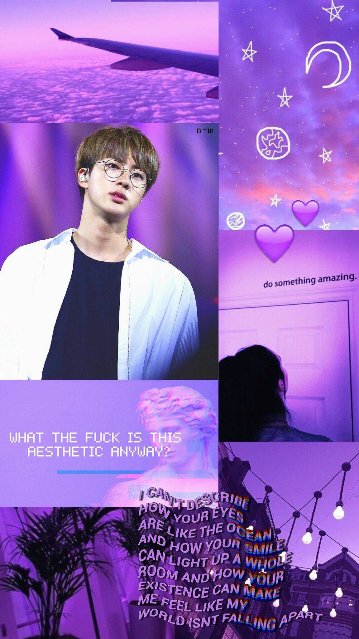 BTS Jin Παστέλ Μωβ Αισθητική Ταπετσαρία