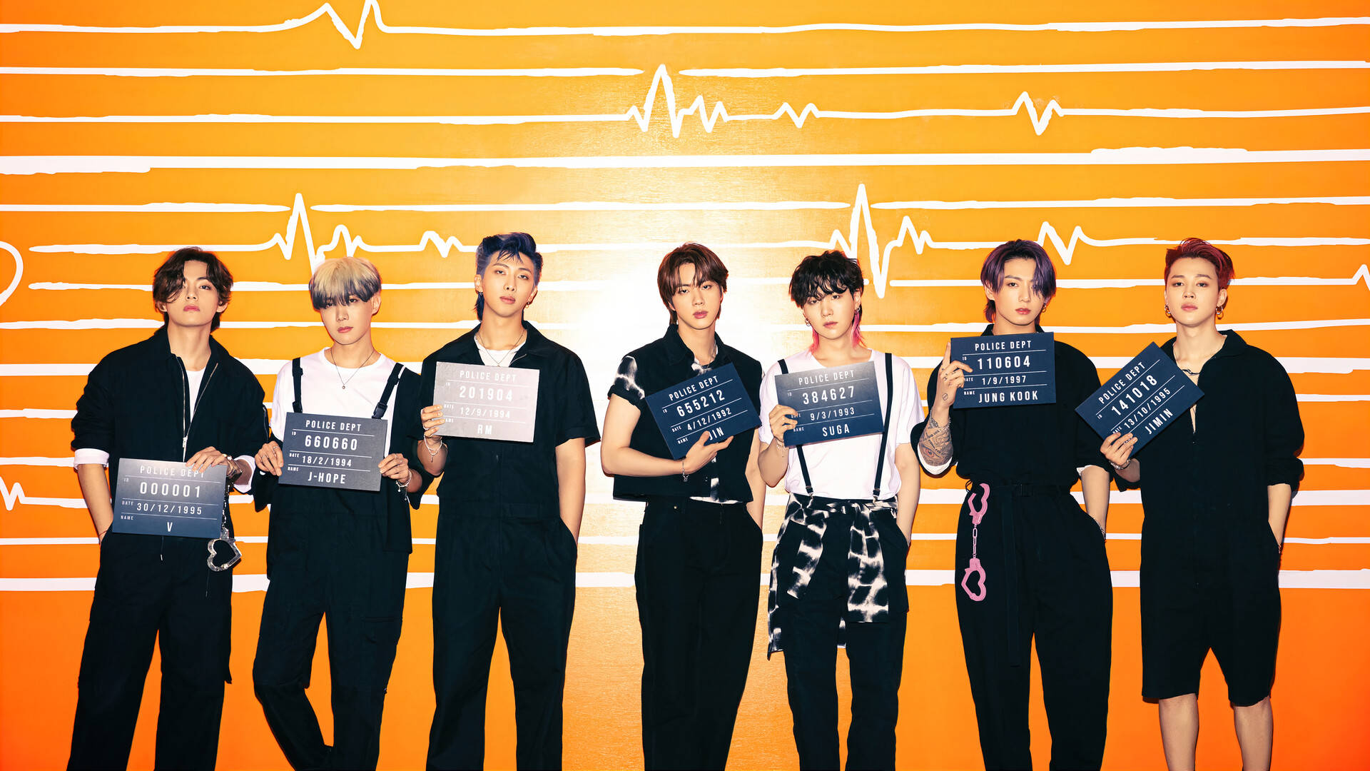 BTS Ομαδική Φωτογραφία Mugshot Ταπετσαρία