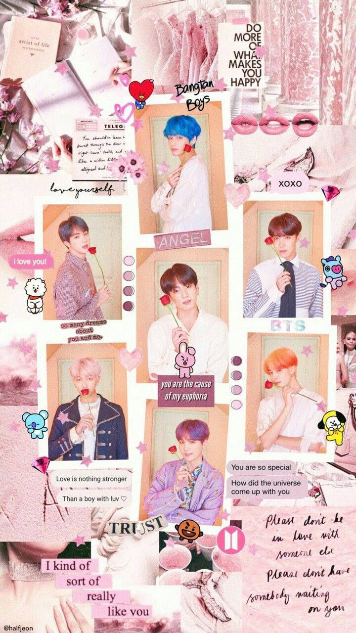 BTS Αισθητική Μέλη με Τριαντάφυλλο Ταπετσαρία