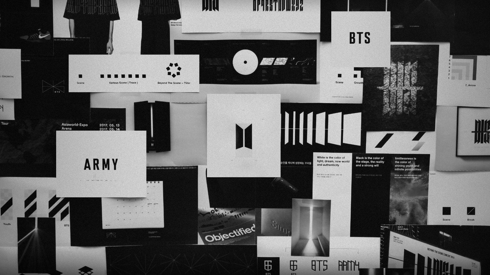 BTS Μαύρη Αισθητική Κολάζ Λογότυπου Ταπετσαρία