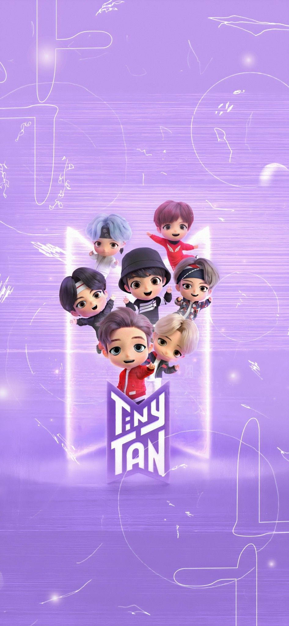 BTS Tinytan Παστέλ Μωβ Πορτραίτο Ταπετσαρία
