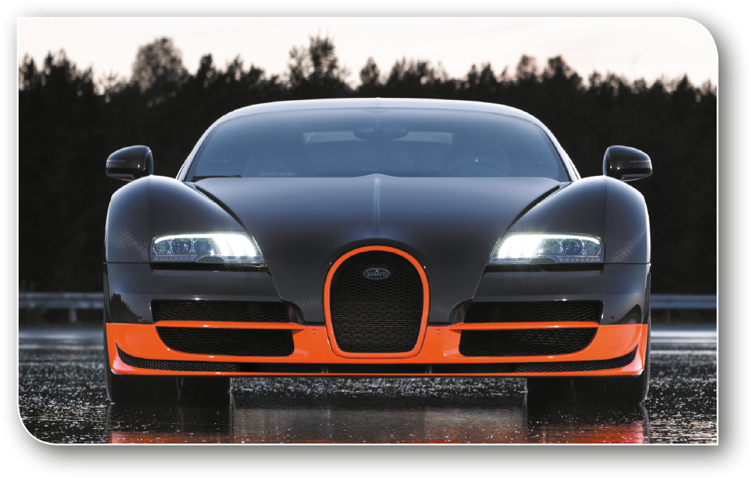 Bugatti Veyron Πορτοκαλί Μαύρη Μπροστινή Όψη Ταπετσαρία