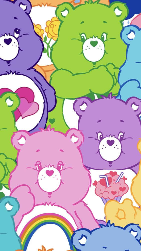 Αισθητικά Πολύχρωμα Care Bear Αρκουδάκια Ταπετσαρία