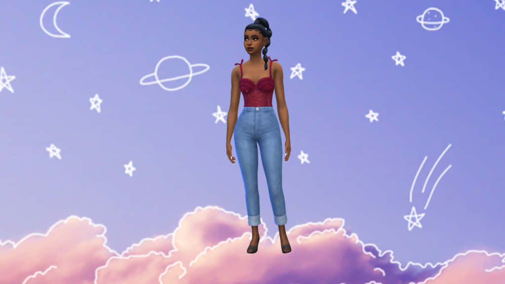 Αστέρια, Φεγγάρι, Φόντο CAS Sims 4 Διαστήματος Ταπετσαρία
