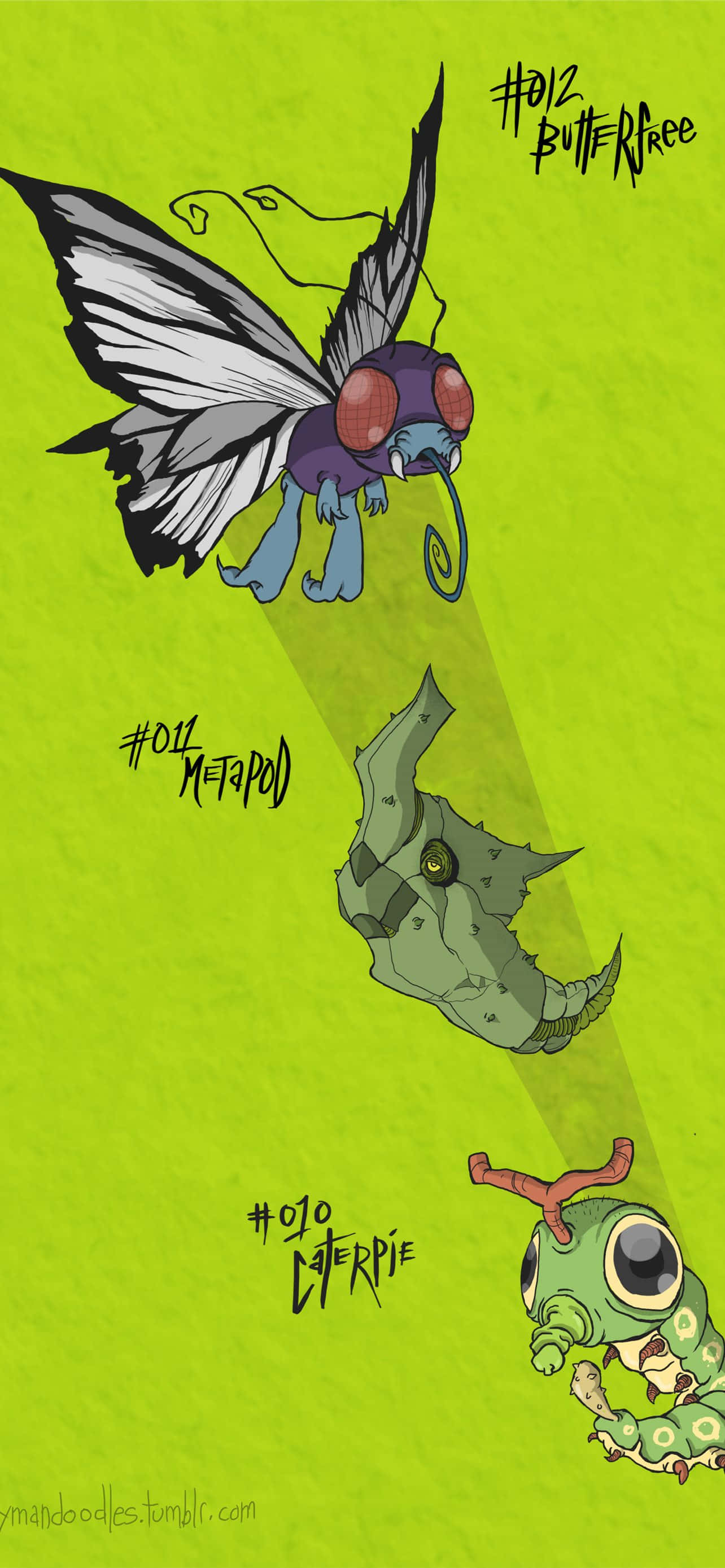 Caterpie, Metapod και Butterfree Πράσινη Αισθητική Ταπετσαρία Κινητού Ταπετσαρία