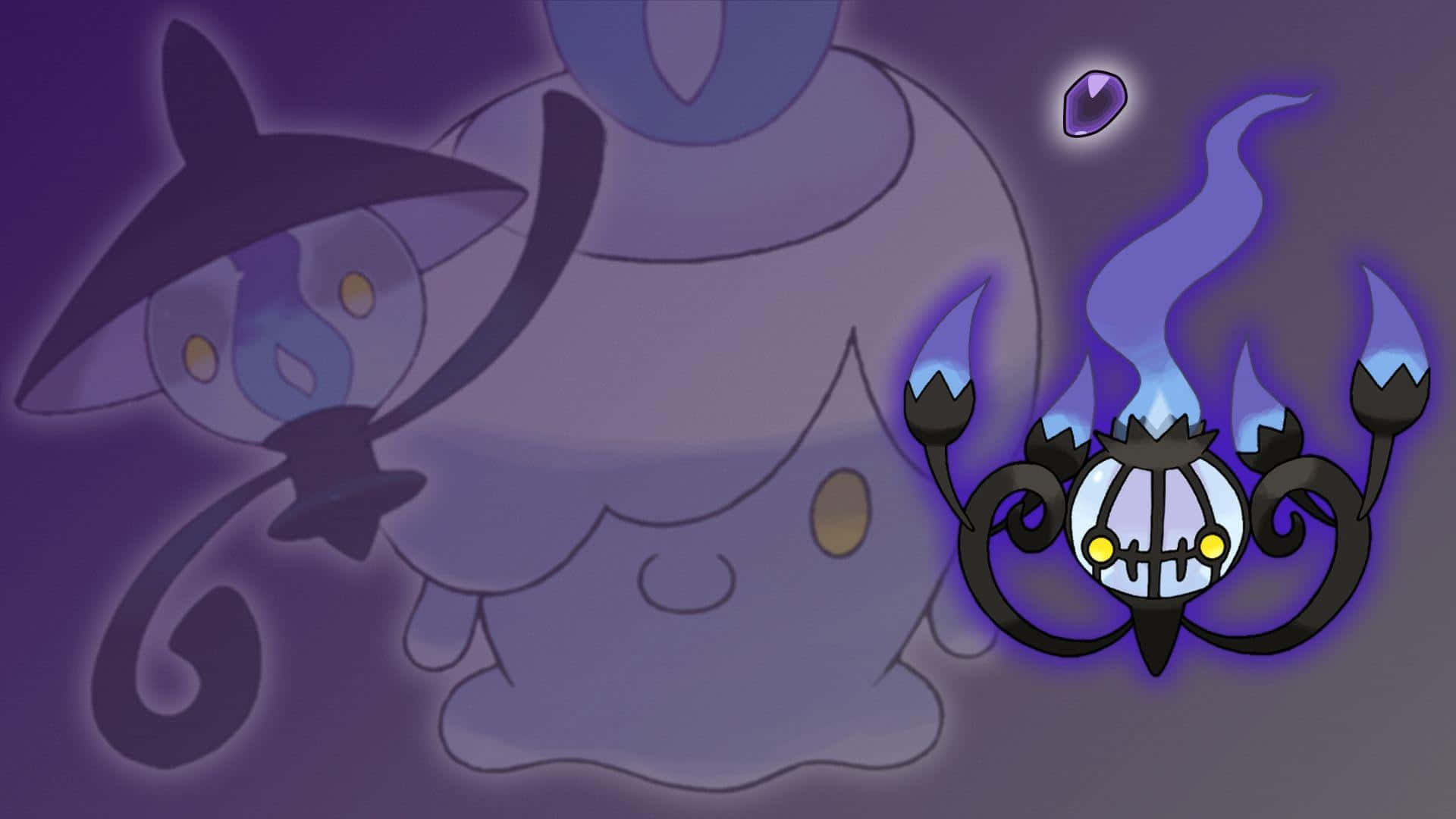 Chandelure με Σιλουέτα των Lampent και Litwick Ταπετσαρία