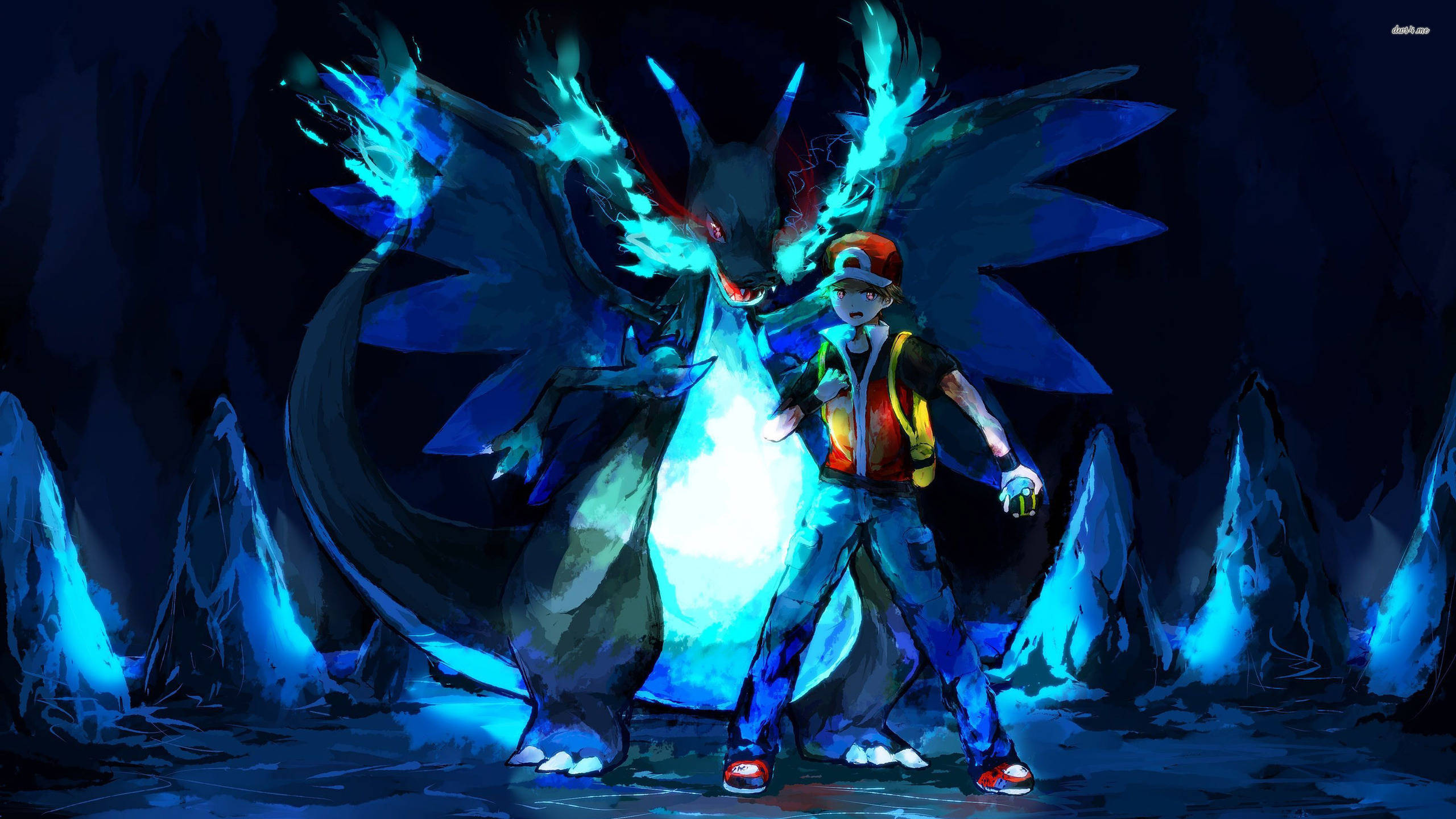 Μπλε Charizard Cool Pokemon με τον Ash Ταπετσαρία