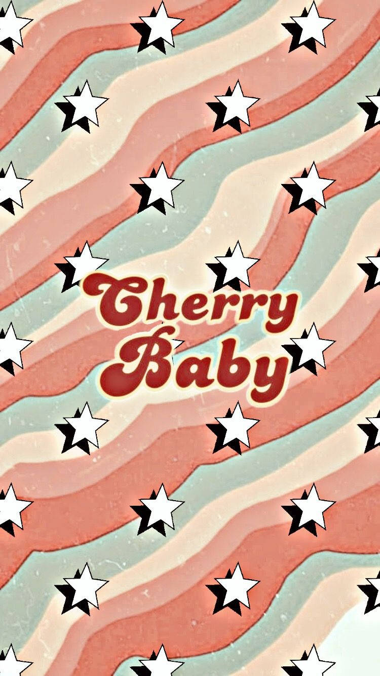 cherry baby - ένα ριγέ μοτίβο με αστέρια Ταπετσαρία