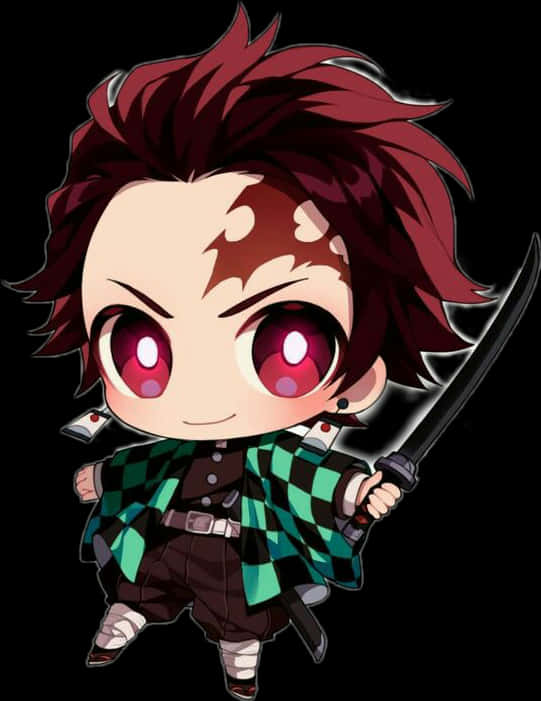 Chibi Anime Χαρακτήρας με Σπαθί Ταπετσαρία