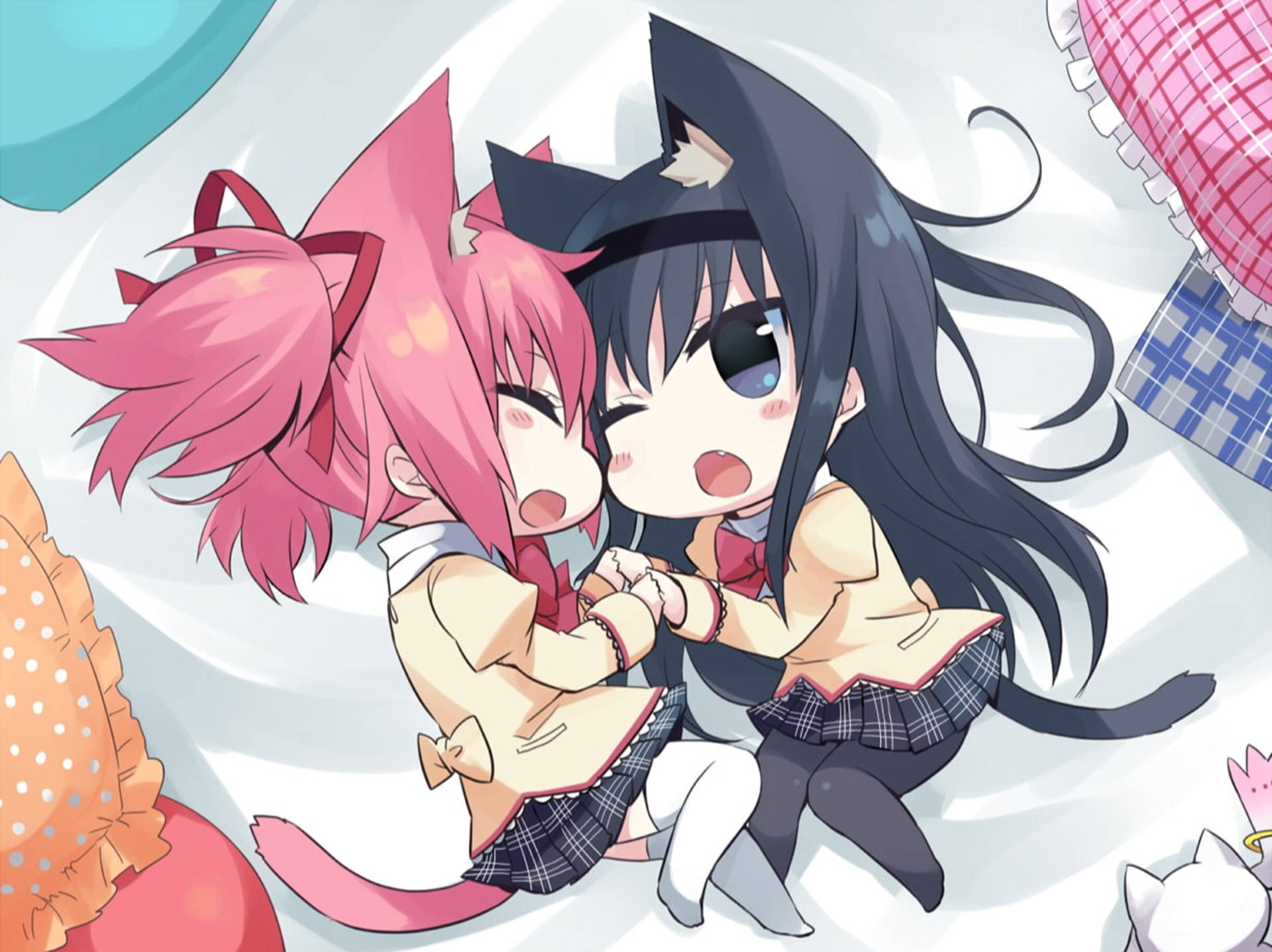 Chibi Γάτα Anime Λεσβίες Ταπετσαρία