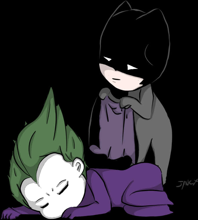 Chibi Batman και Κοιμισμένος Joker Ταπετσαρία