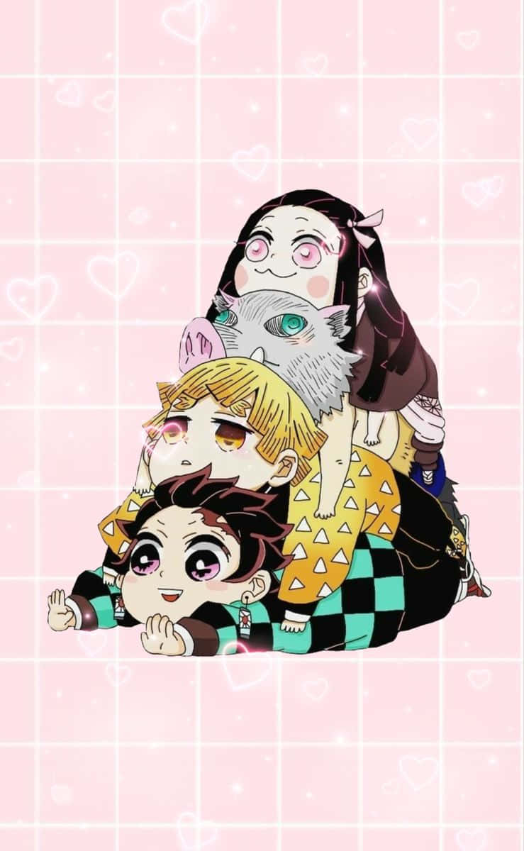 Χαριτωμένοι Chibi Χαρακτήρες του Demon Slayer Ταπετσαρία