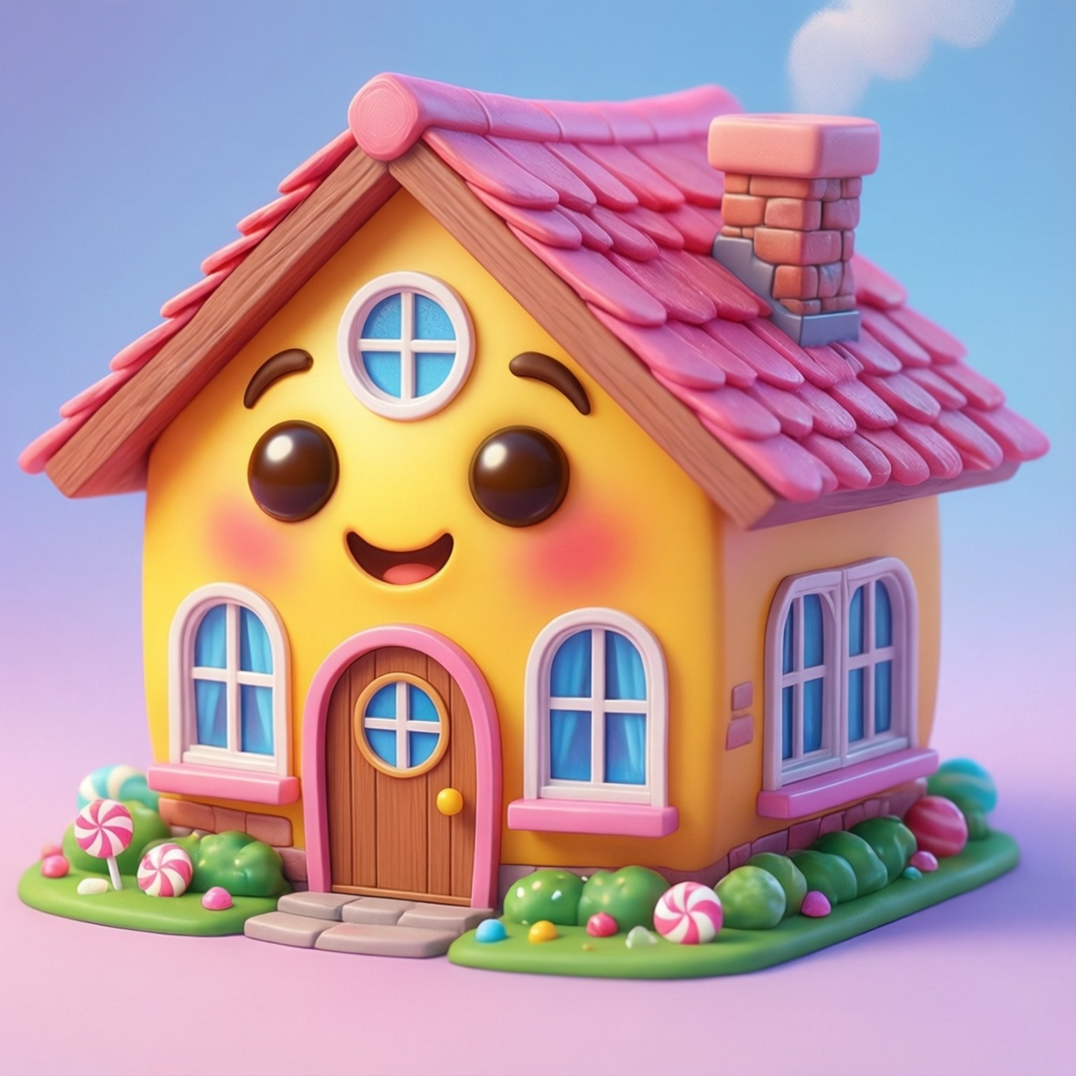 Chibi Emoji Σπιτιού Ταπετσαρία