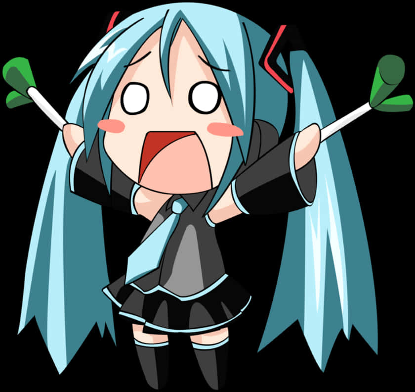 Chibi Hatsune Miku Cheering Vector Ταπετσαρία
