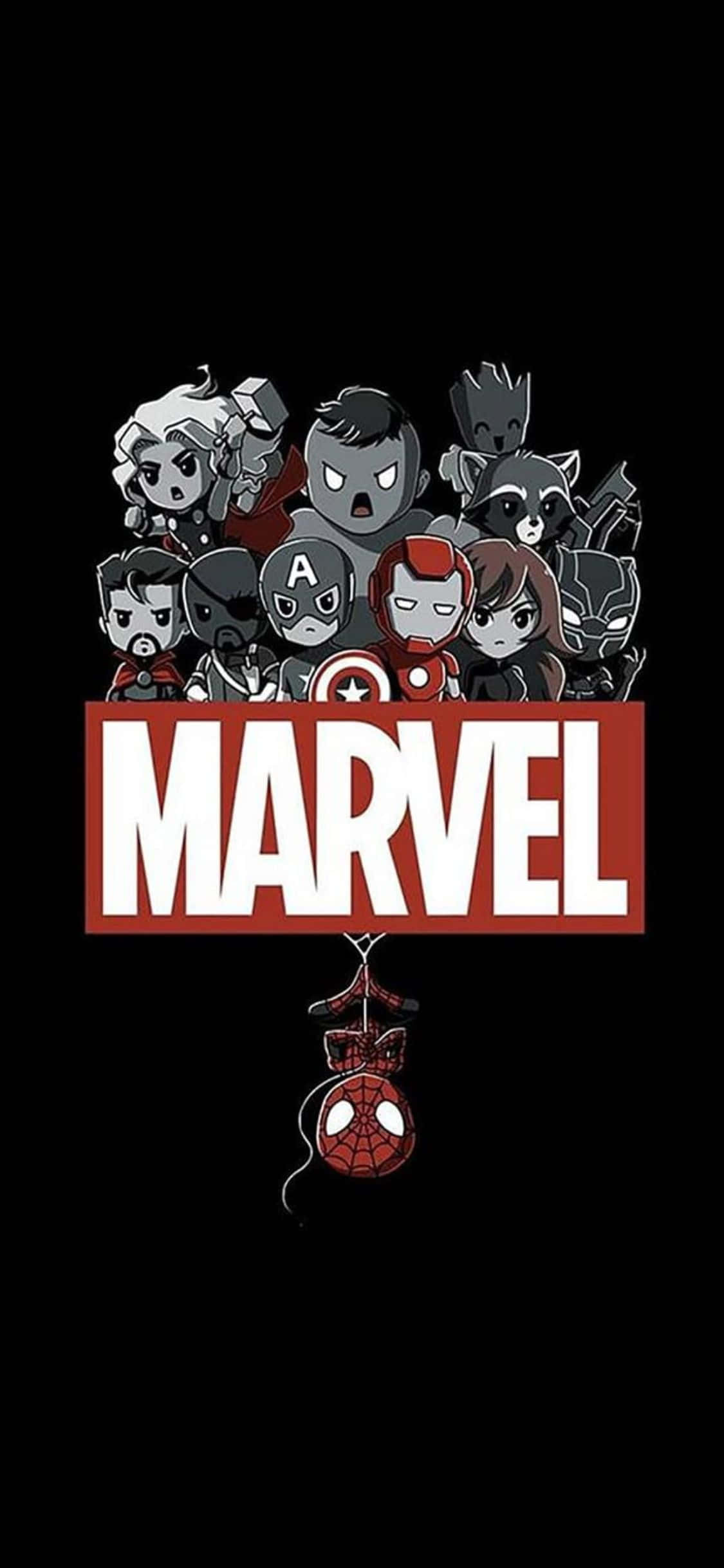 Chibi Υπερήρωες iPhone XS Marvel Φόντο Ταπετσαρία
