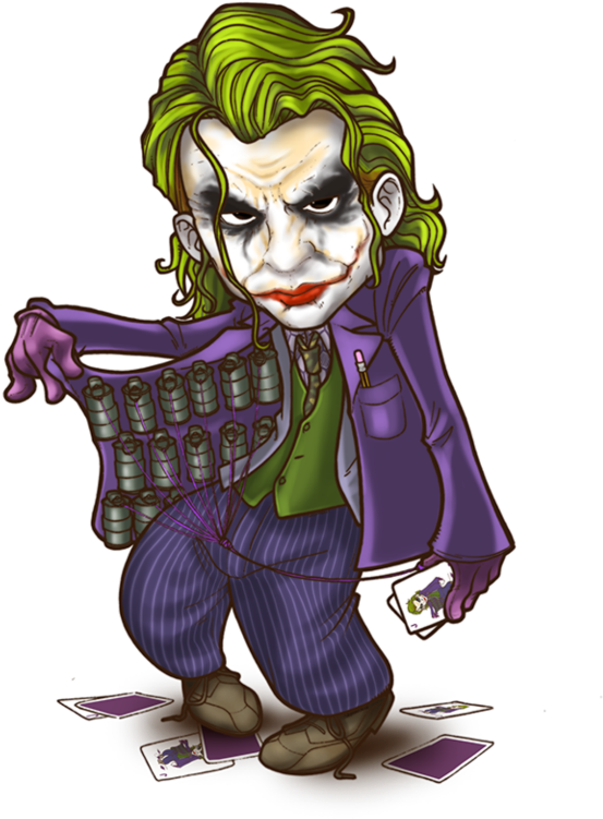 Chibi Joker με χαρτιά και χειροβομβίδες Ταπετσαρία