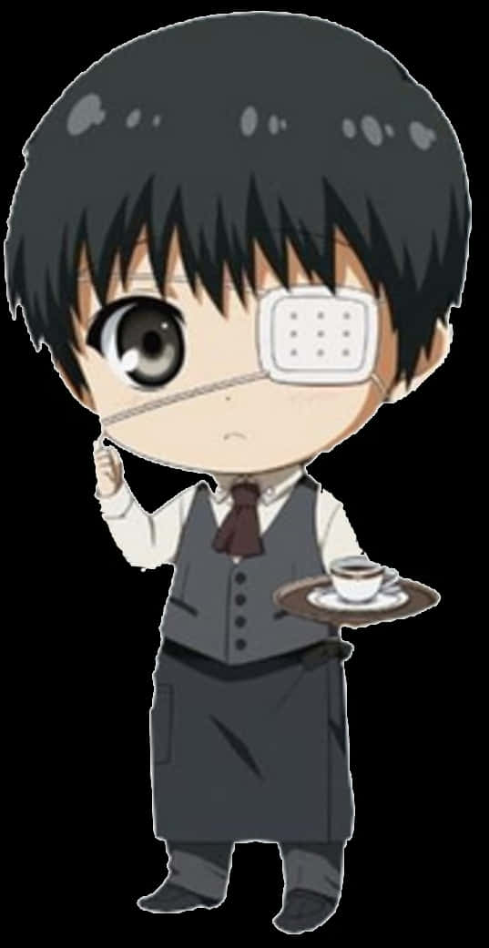 Chibi Kaneki Σερβιτόρος Εικονογράφηση Ταπετσαρία