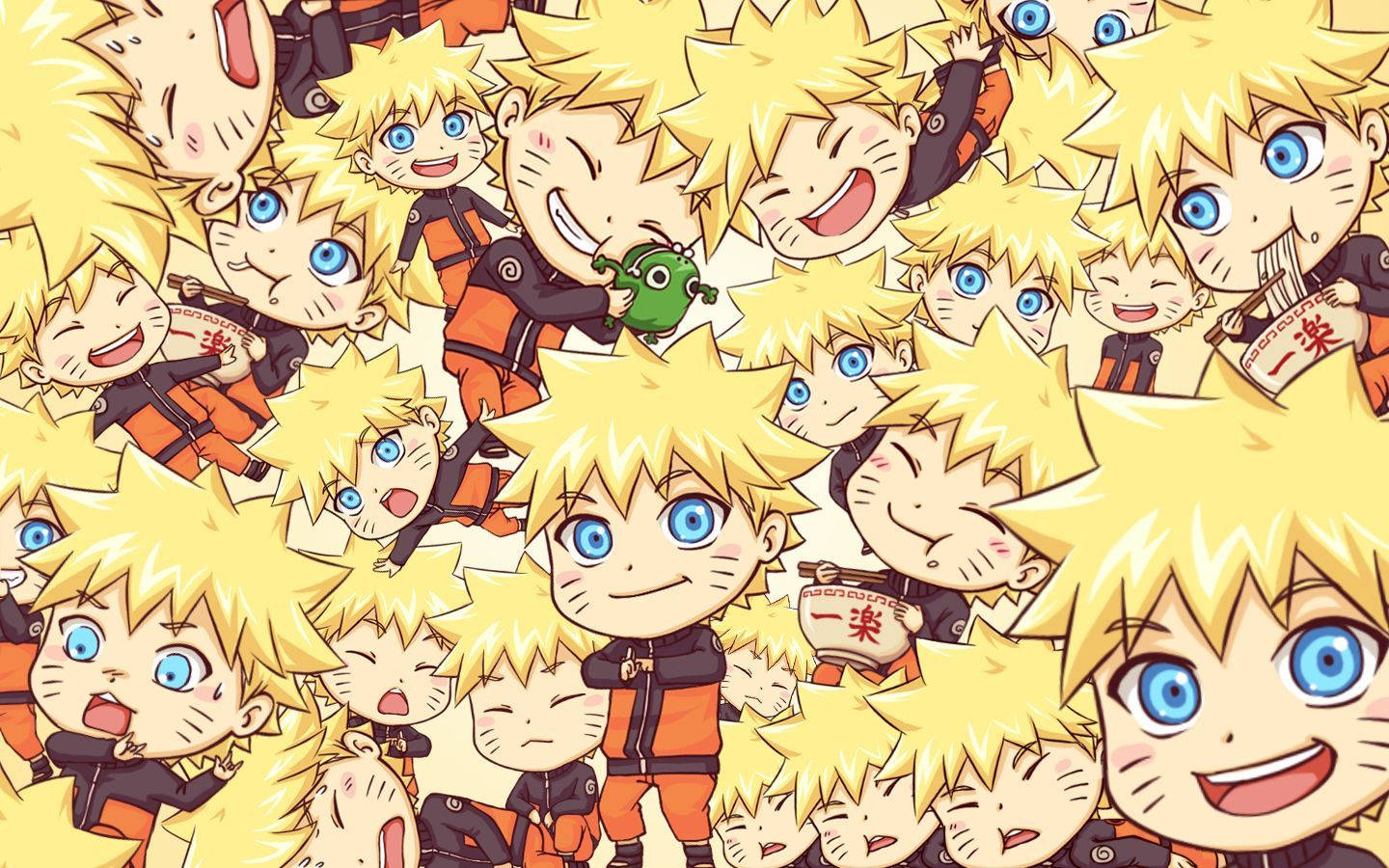Χαριτωμένο Κολάζ Προσώπων Chibi Naruto Ταπετσαρία