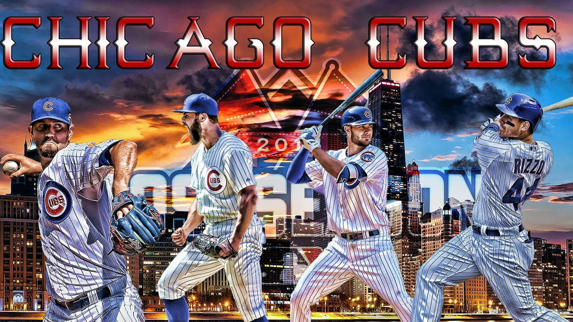 Παίκτες των Chicago Cubs με τον Anthony Rizzo Ταπετσαρία