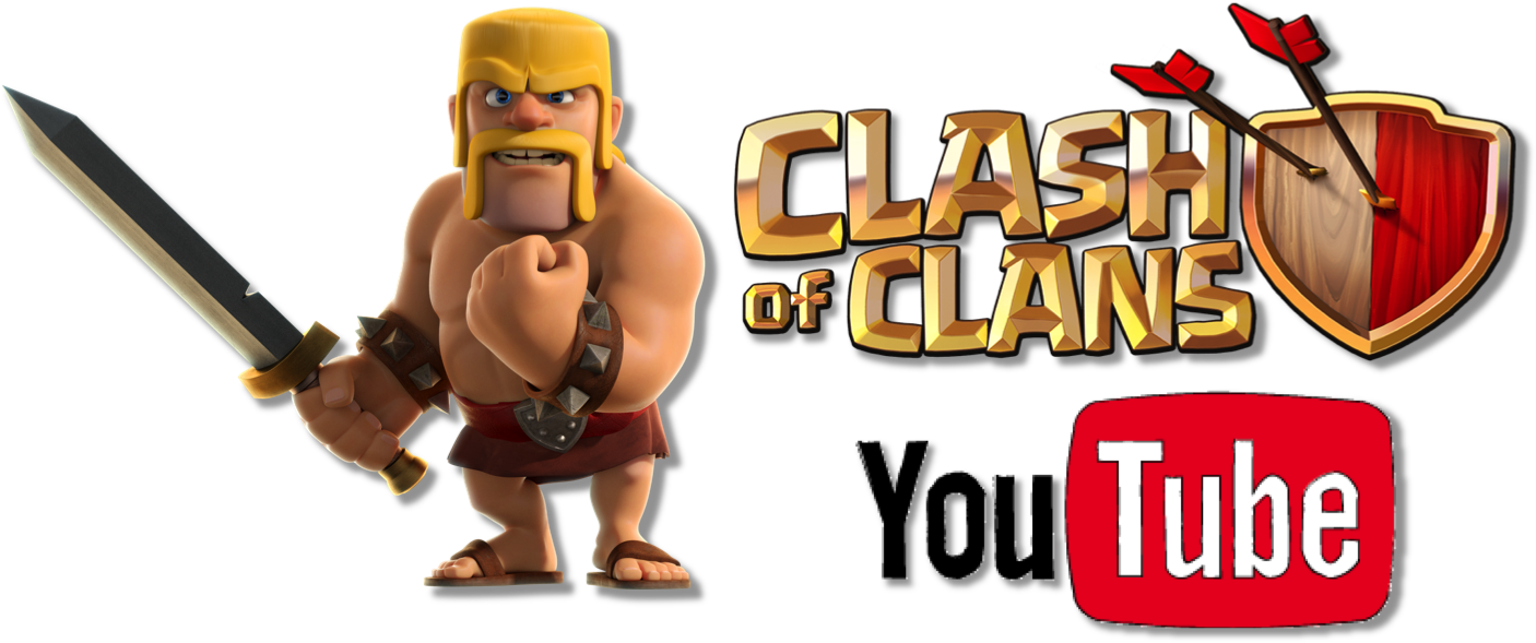 Λογότυπο Clash of Clans με Χαρακτήρα και Εικονίδιο YouTube Ταπετσαρία