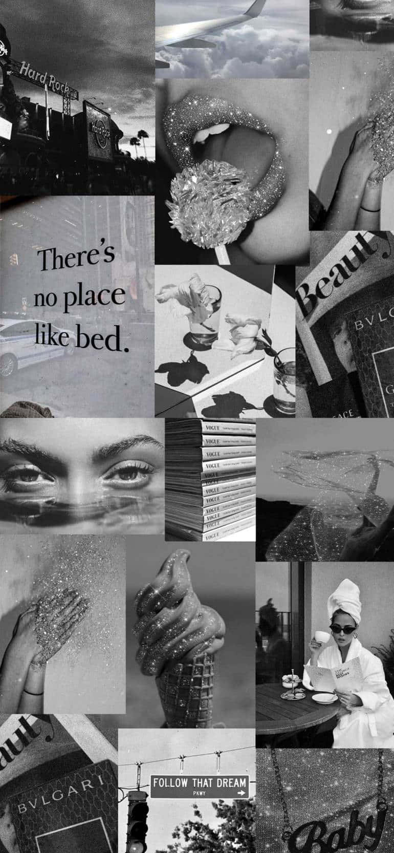 Αισθητικό Φόντο Collage Ασπρόμαυρο Ταπετσαρία