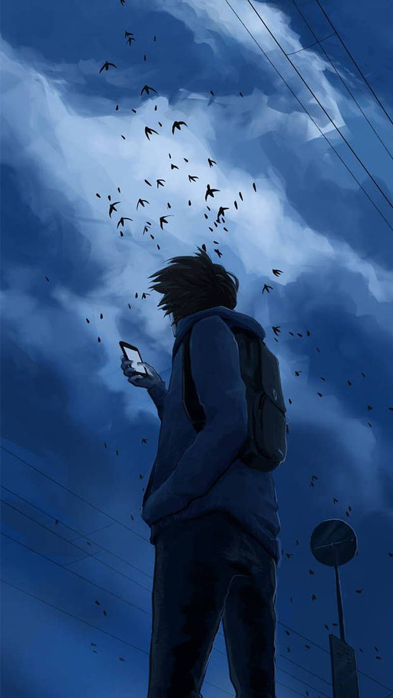 Cool Anime Photo Μοναχικό Αγόρι Ταπετσαρία