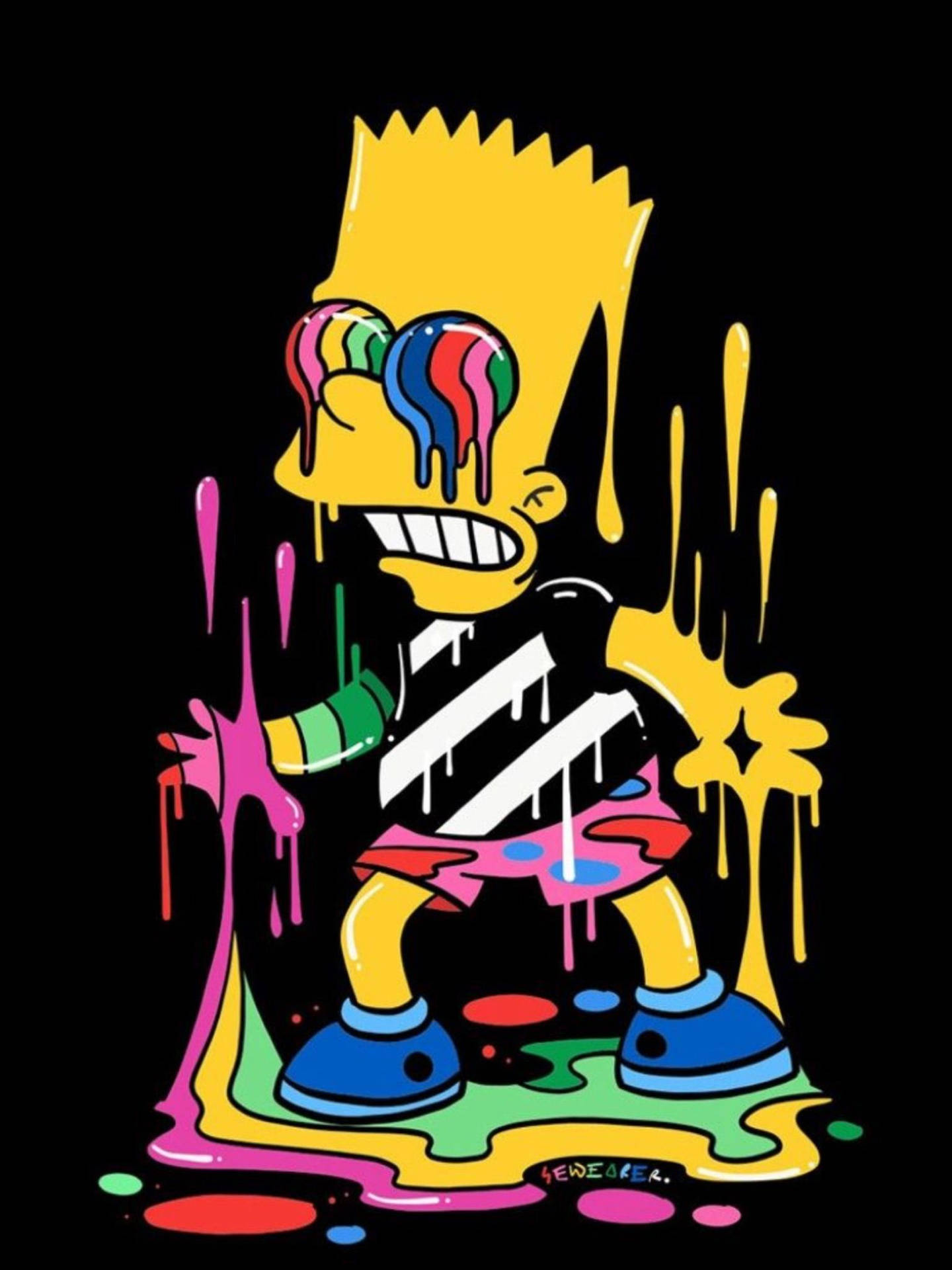 Cool Bart Simpson με Αφηρημένη Μπογιά — Αφηρημένο Ταπετσαρία