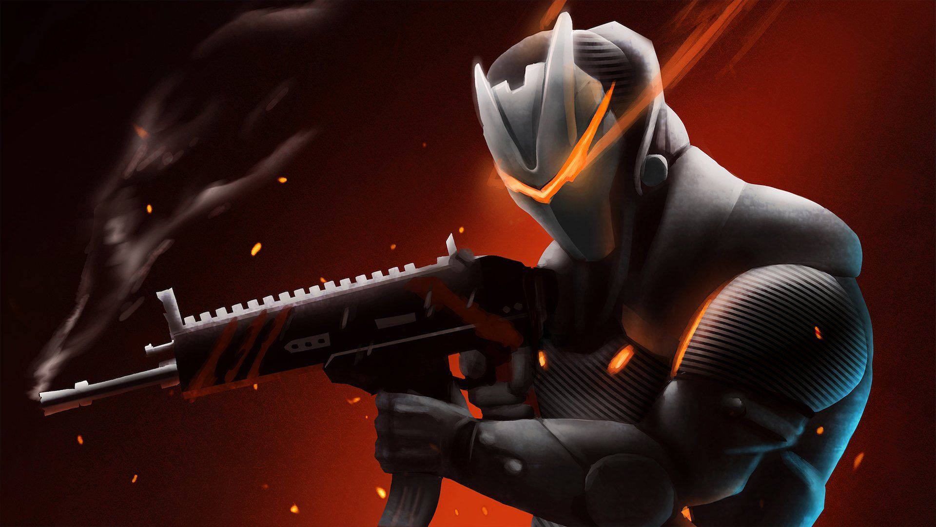 Cool Fortnite Omega που πυροβολεί Ταπετσαρία