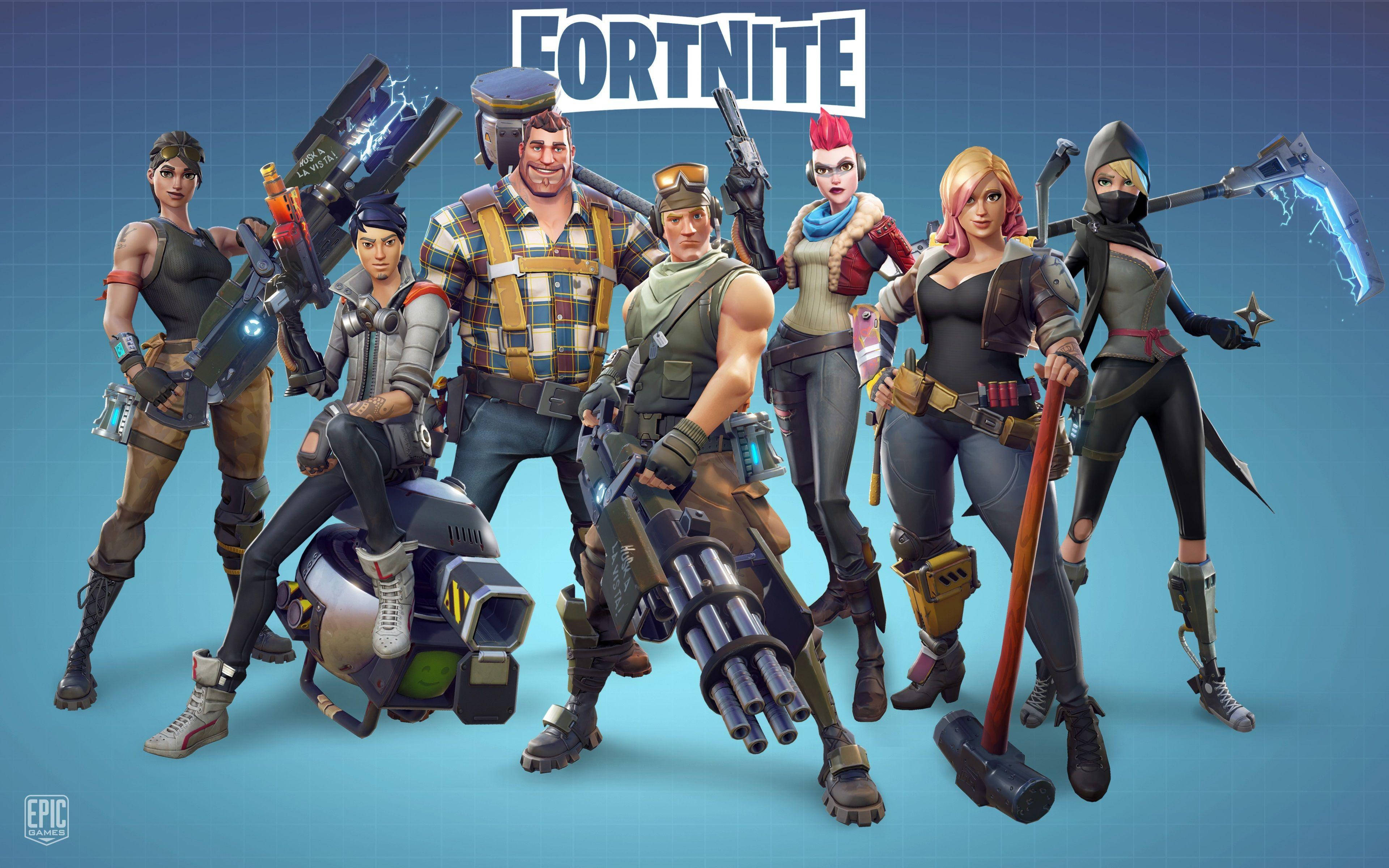 Cool Fortnite Skin Με Όπλα Μπλε Αισθητική Ταπετσαρία