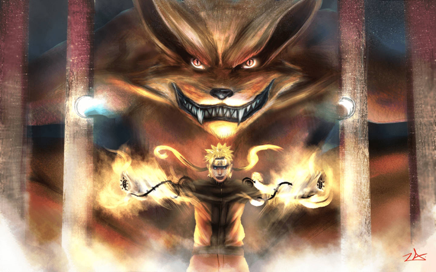Cool Naruto Kurama με Φωτιά Ταπετσαρία