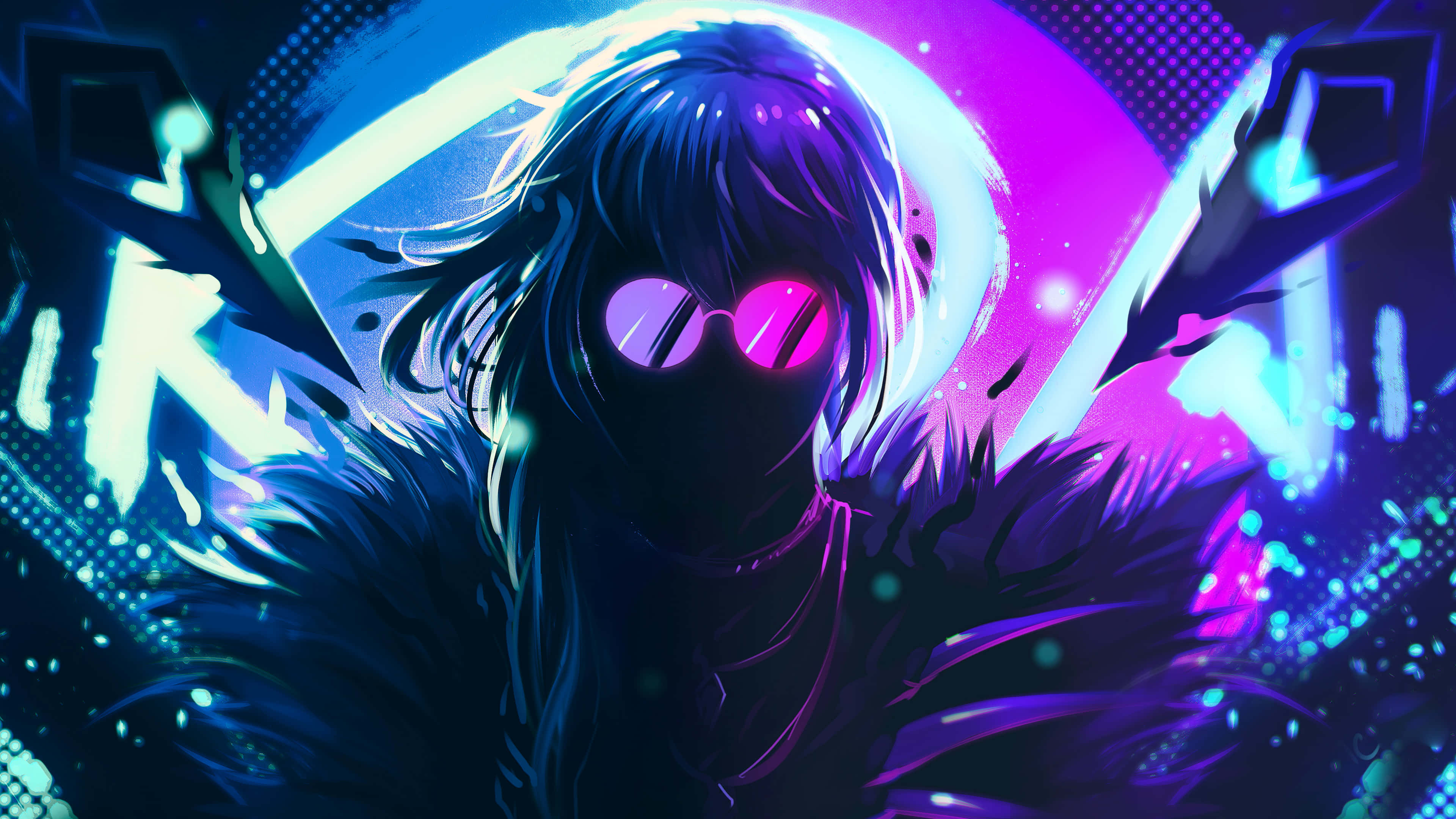 Cool Neon Μπλε και Μοβ Εικόνα Evelynn League of Legends Ταπετσαρία
