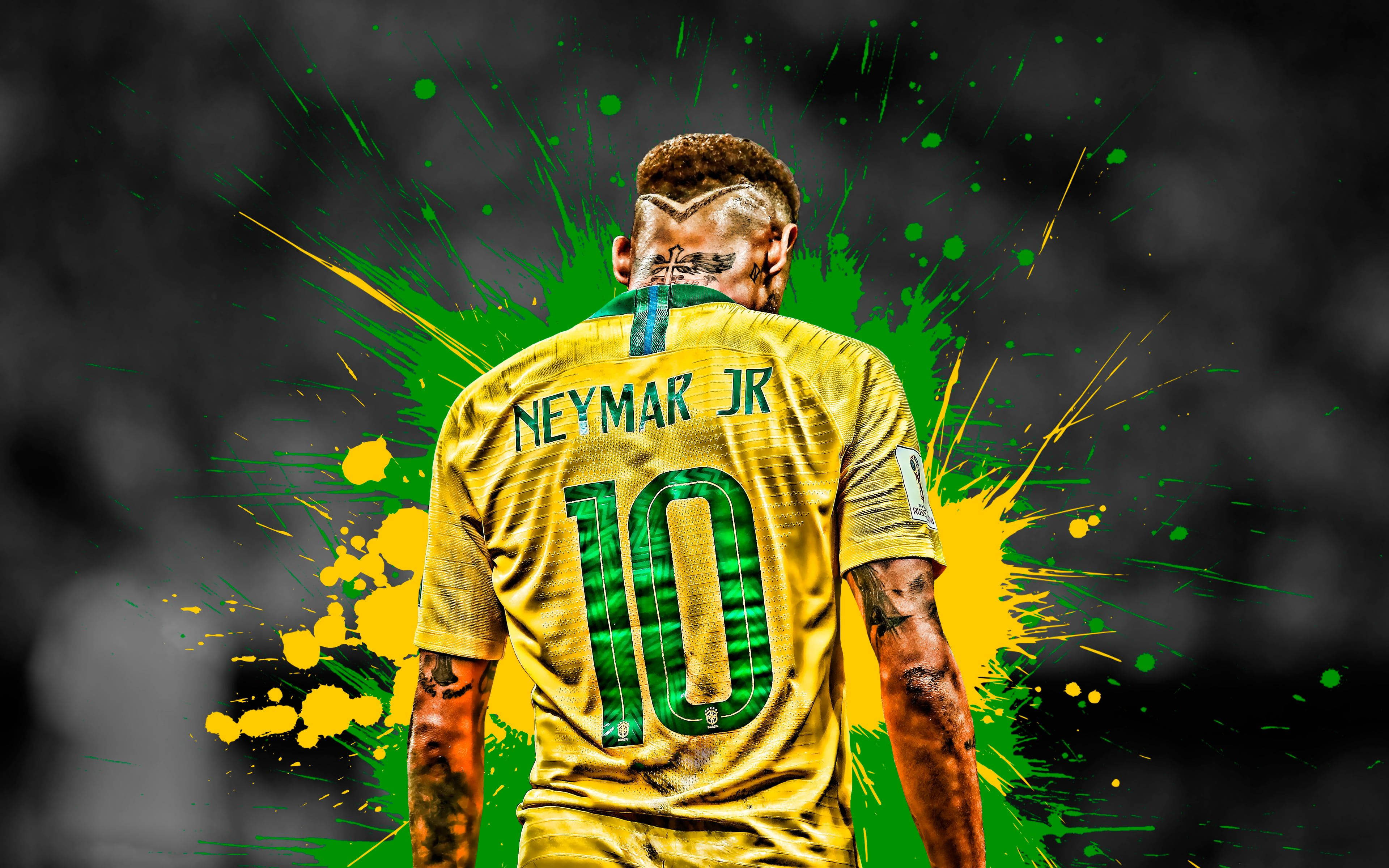 Cool Neymar Jr Πράσινη Κίτρινη Πιτσιλιά Ταπετσαρία
