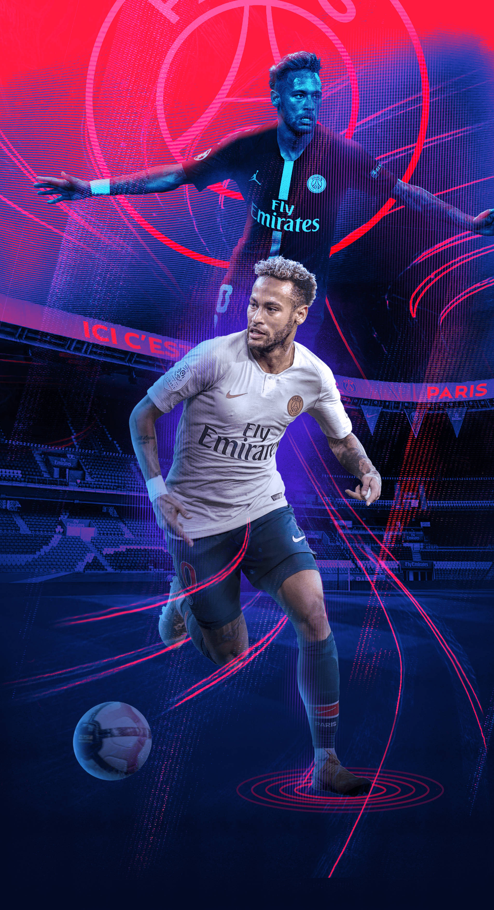 Cool Neymar Jr Κόκκινο και Μωβ — Neymar Ταπετσαρία