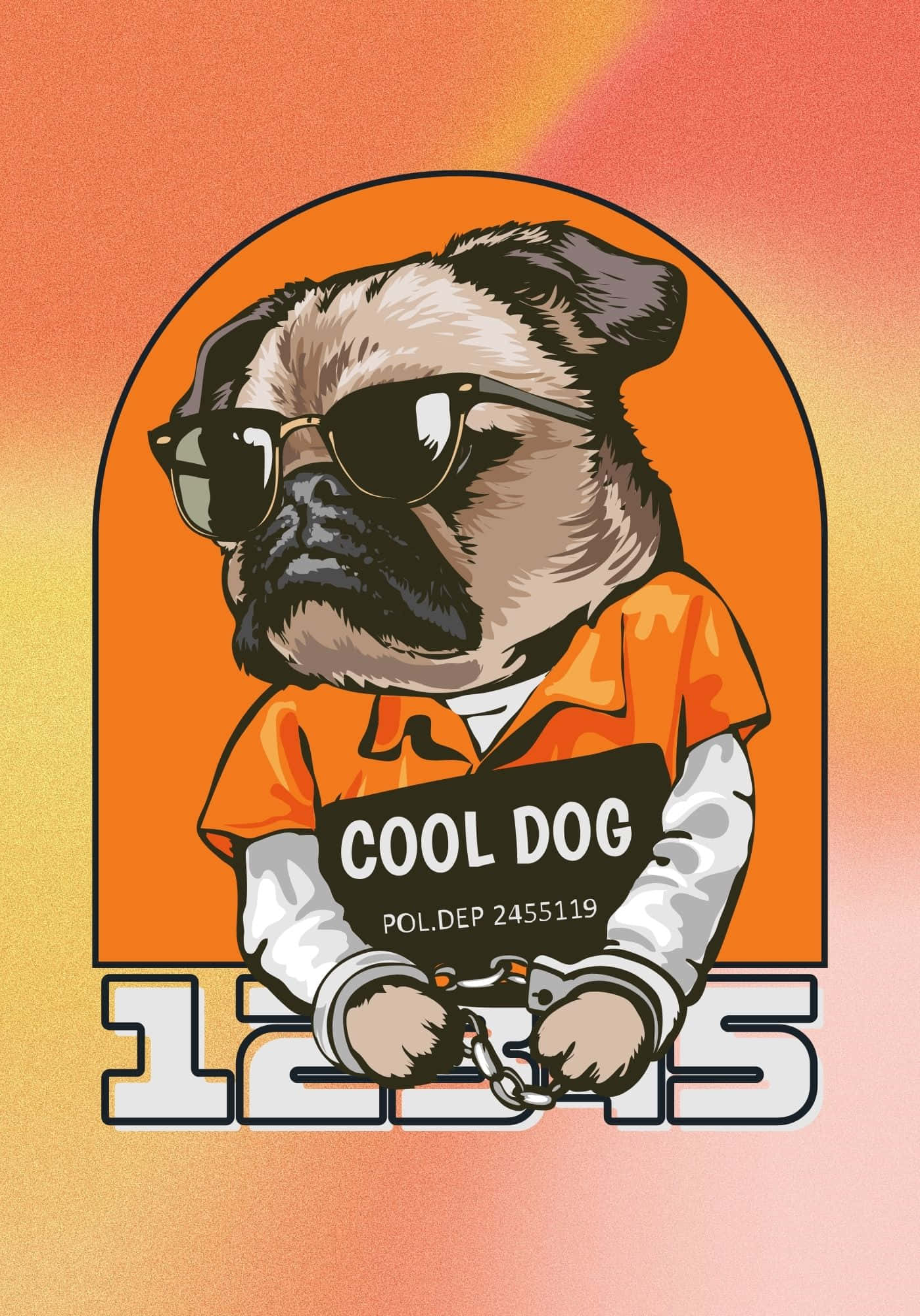 Cool Φόντο με Σκύλο Pug σε Πορτοκαλί Ταπετσαρία