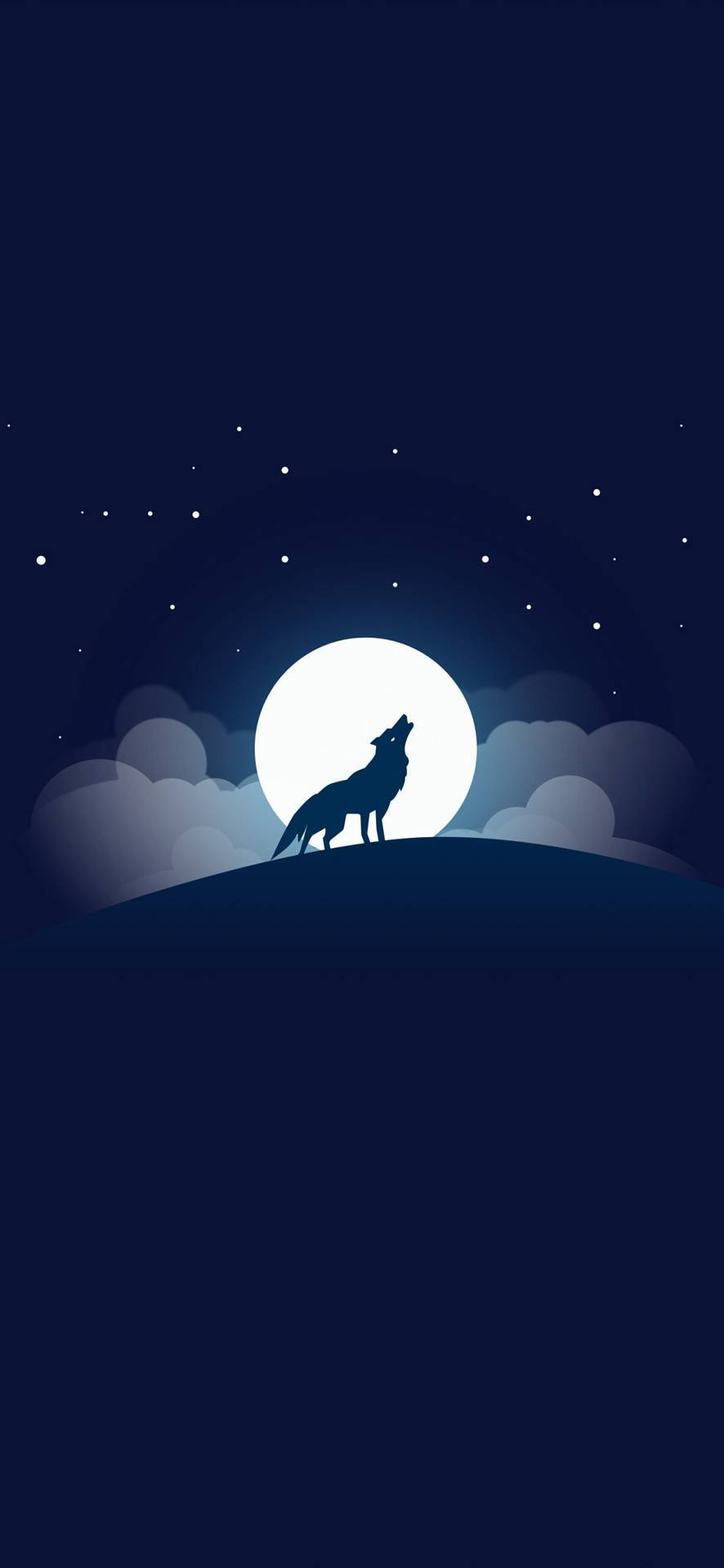 Cute Wolf Full Moon Vector Ταπετσαρία