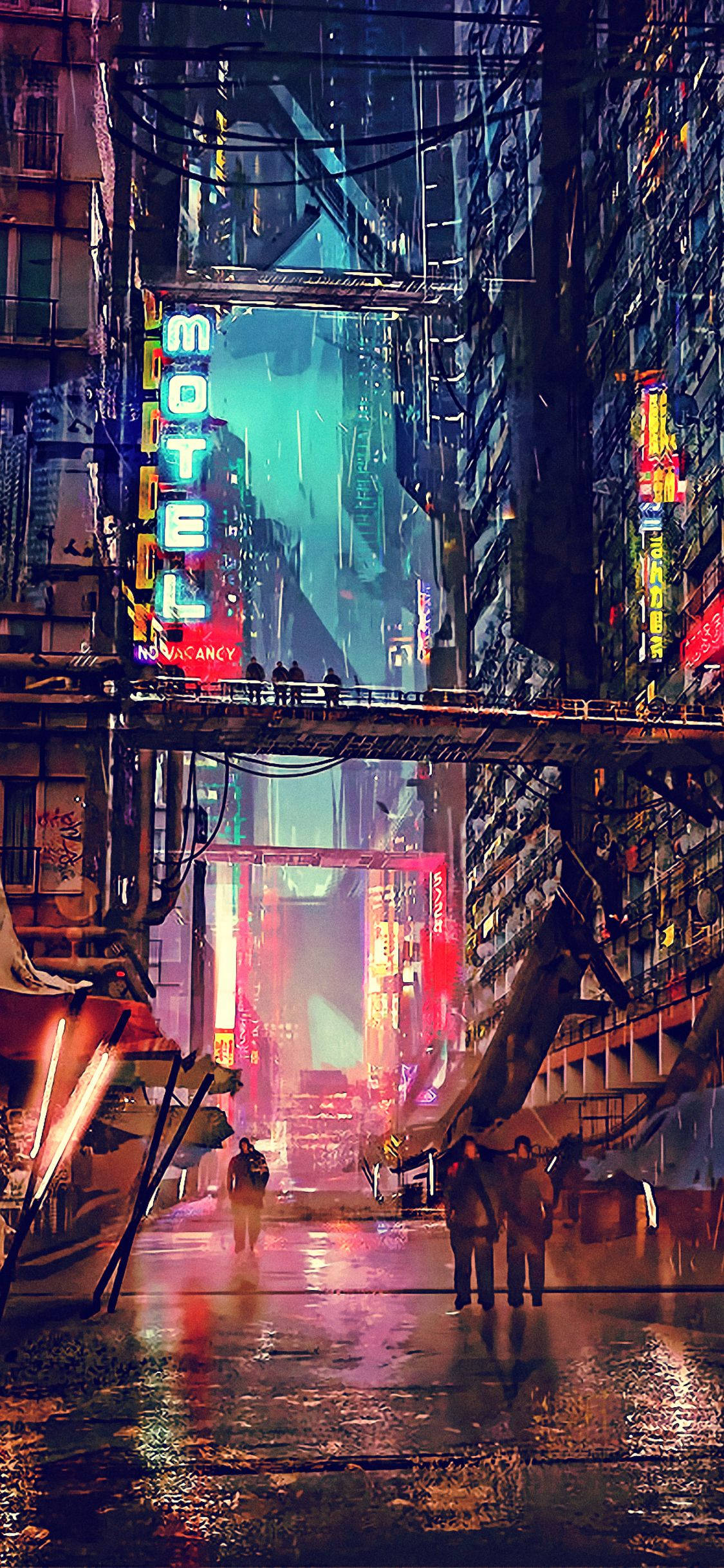 Φουτουριστική Νυχτερινή Πόλη Cyberpunk 2077 iPhone Ταπετσαρία