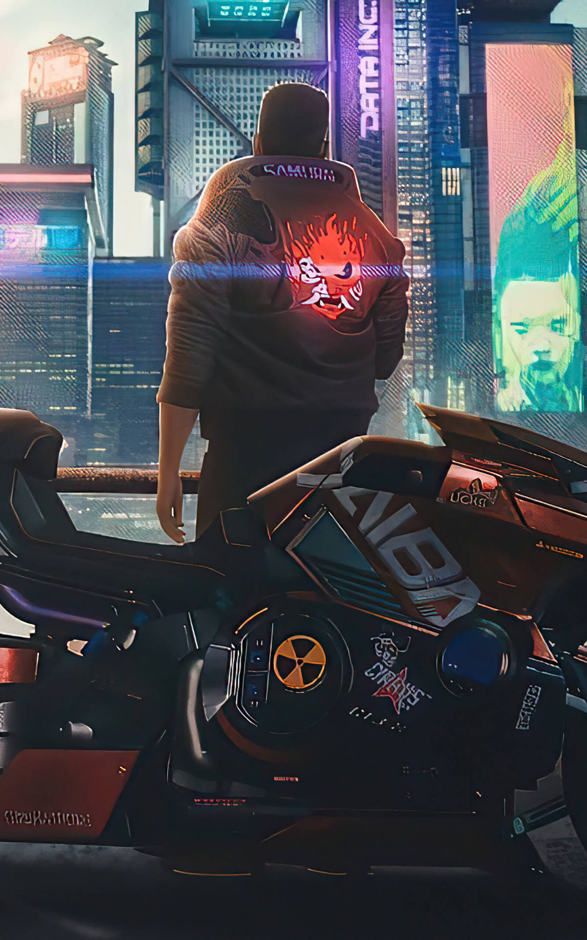 Άντρας Με Μπουφάν Στο Cyberpunk Για Android Ταπετσαρία